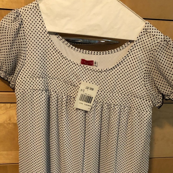 White Sheer dress with black polka dots - Picture 1 of 3